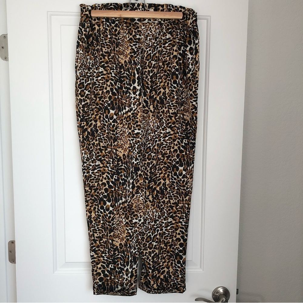 Susan Graver Wide Leg Flowy Leopard Print Pants